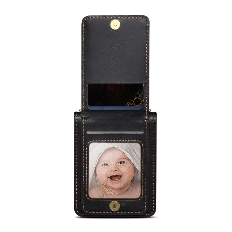 Rhombic Folding Leather Phone Case with Long Lanyard