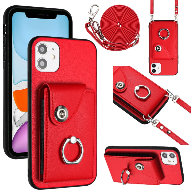 Organ Card Bag Ring Holder Phone Case with Long Lanyard, For iPhone 12 mini, For iPhone 11 Pro Max, For iPhone 11, For iPhone 11 Pro