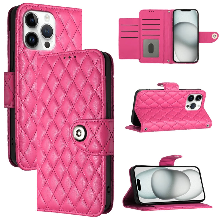 Rhombic Texture Flip Leather Phone Case with Lanyard