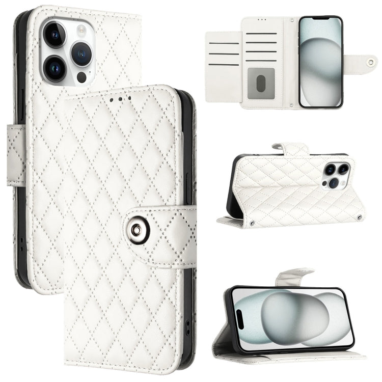 Rhombic Texture Flip Leather Phone Case with Lanyard