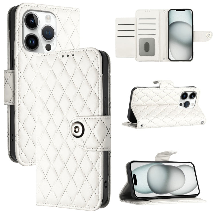 Rhombic Texture Flip Leather Phone Case with Lanyard