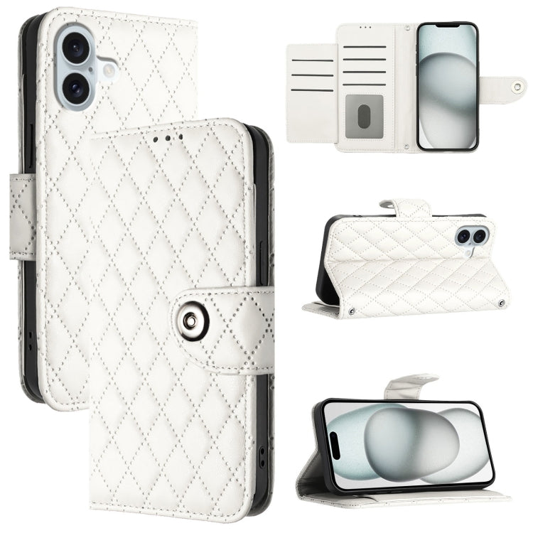Rhombic Texture Flip Leather Phone Case with Lanyard