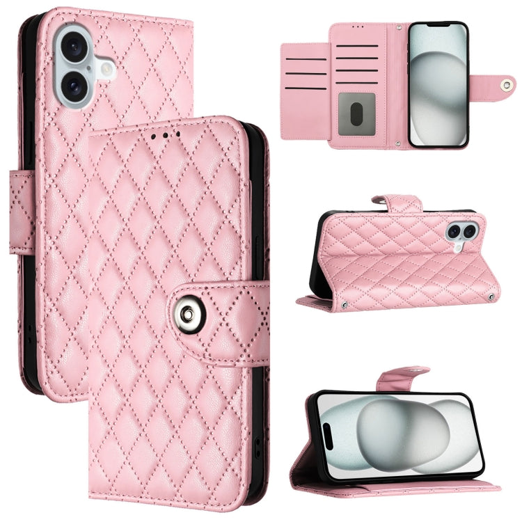 Rhombic Texture Flip Leather Phone Case with Lanyard