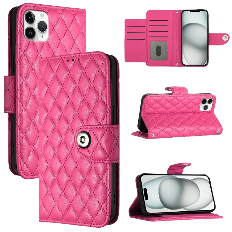 Rhombic Texture Flip Leather Phone Case with Lanyard