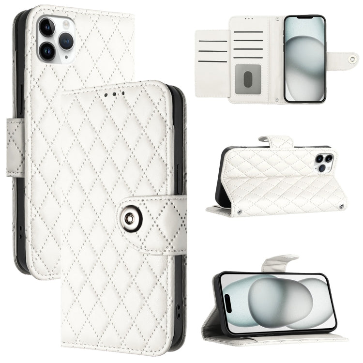 Rhombic Texture Flip Leather Phone Case with Lanyard