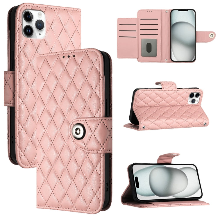 Rhombic Texture Flip Leather Phone Case with Lanyard
