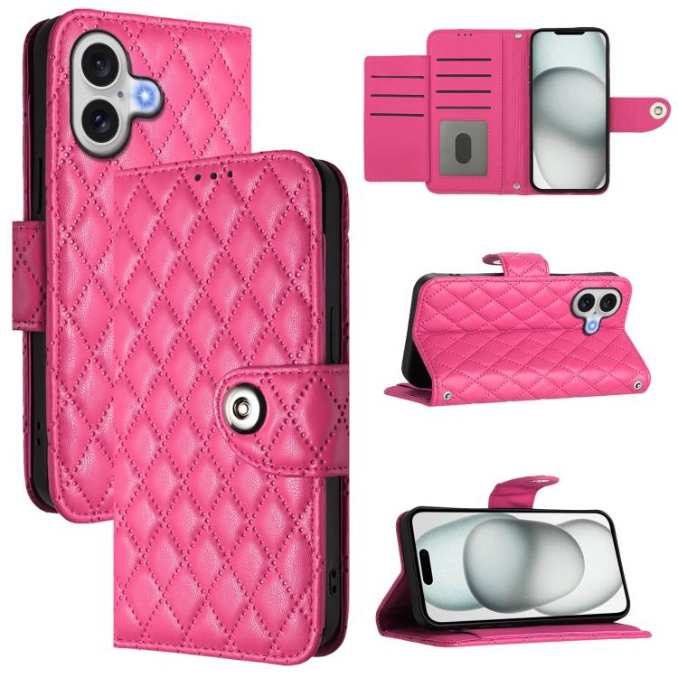 Rhombic Texture Flip Leather Phone Case with Lanyard
