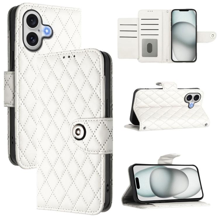 Rhombic Texture Flip Leather Phone Case with Lanyard