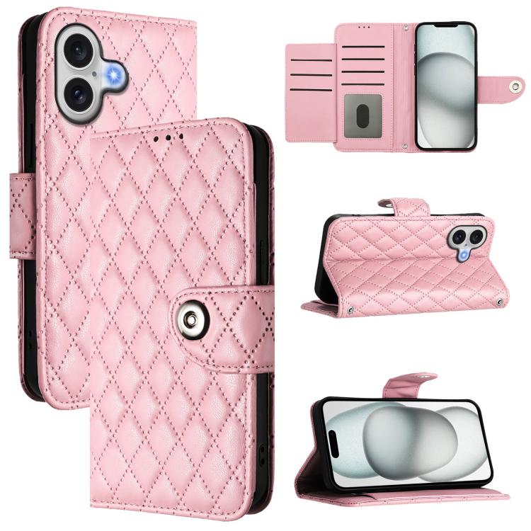 Rhombic Texture Flip Leather Phone Case with Lanyard