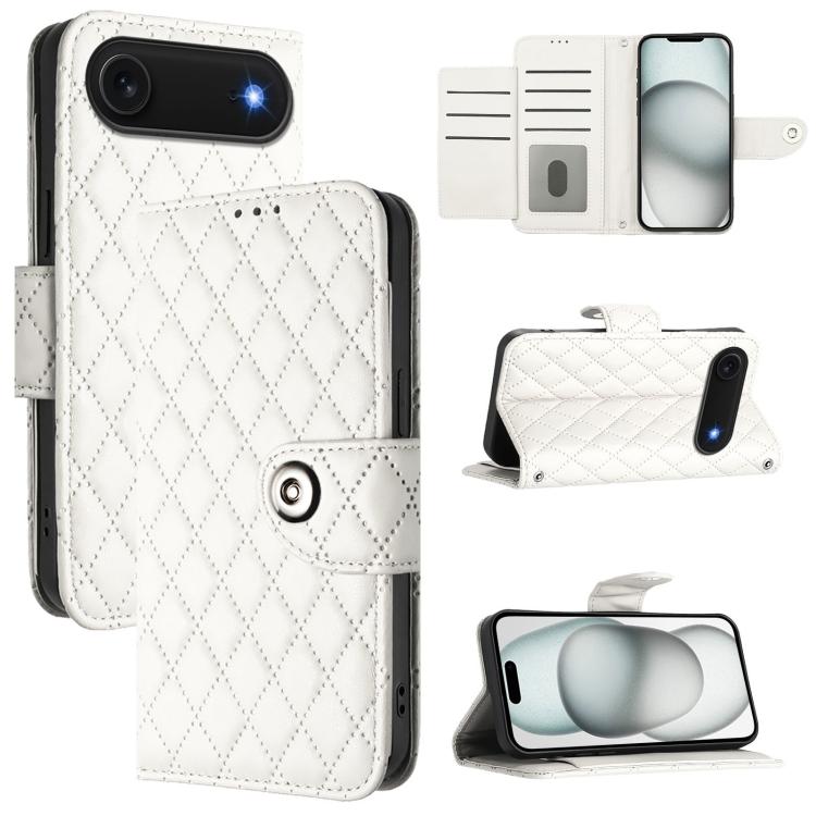 Rhombic Texture Flip Leather Phone Case with Lanyard