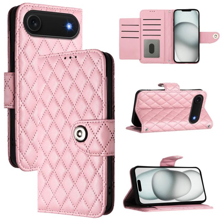 Rhombic Texture Flip Leather Phone Case with Lanyard