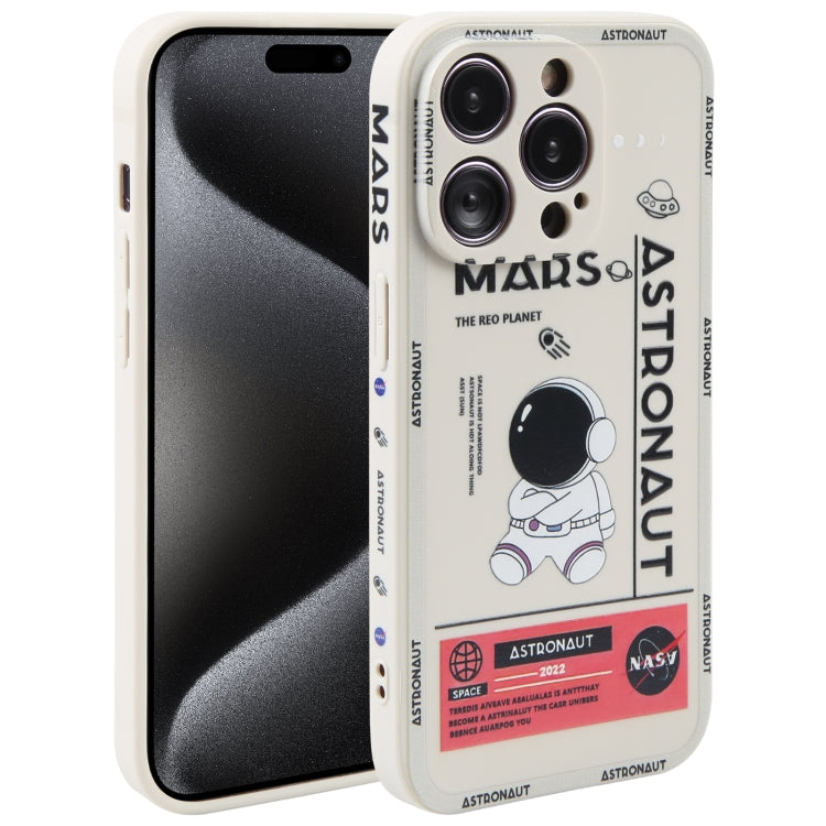 Astronaut Pattern Silicone Straight Edge Phone Case, For iPhone 15 Pro Max, For iPhone 15 Pro
