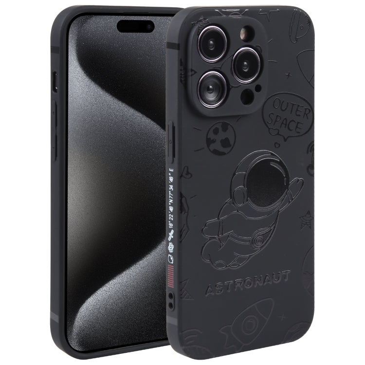 Astronaut Pattern Silicone Straight Edge Phone Case, For iPhone 15 Pro Max, For iPhone 15 Pro