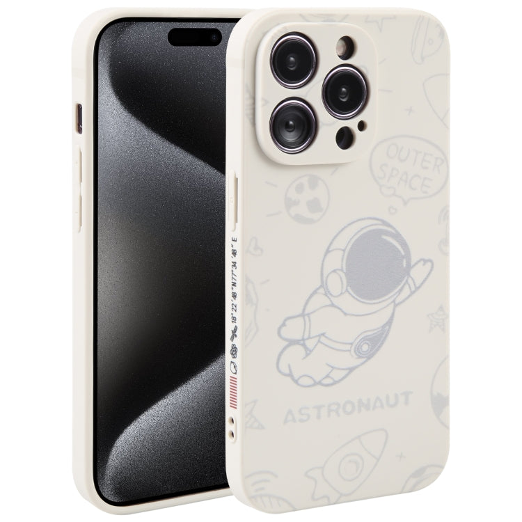 Astronaut Pattern Silicone Straight Edge Phone Case, For iPhone 15 Pro Max, For iPhone 15 Pro
