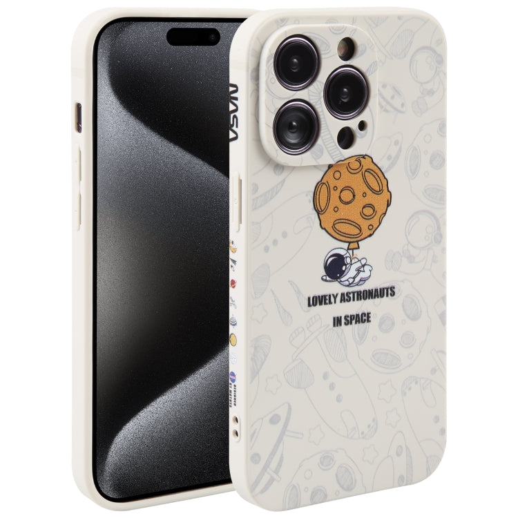 Astronaut Pattern Silicone Straight Edge Phone Case, For iPhone 15 Pro Max, For iPhone 15 Pro