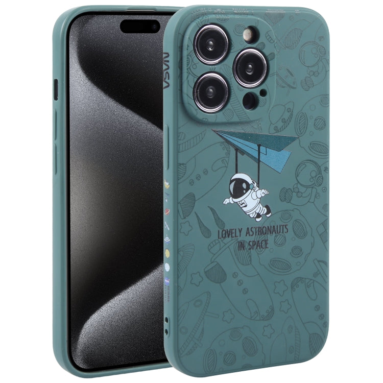 Astronaut Pattern Silicone Straight Edge Phone Case, For iPhone 15 Pro Max, For iPhone 15 Pro