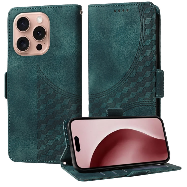 Embossed Rhombus Starry Leather Phone Case, For iPhone SE 2024, For iPhone 16 Pro Max, For iPhone 16 Pro, For iPhone 16 Plus
