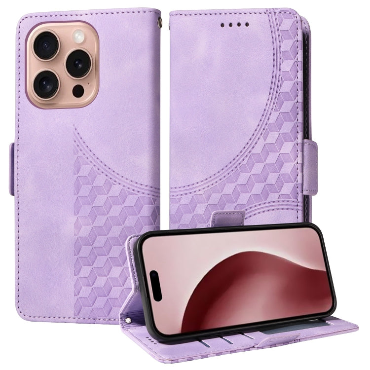 Embossed Rhombus Starry Leather Phone Case, For iPhone SE 2024, For iPhone 16 Pro Max, For iPhone 16 Pro, For iPhone 16 Plus