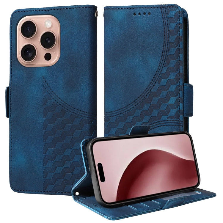 Embossed Rhombus Starry Leather Phone Case, For iPhone SE 2024, For iPhone 16 Pro Max, For iPhone 16 Pro, For iPhone 16 Plus