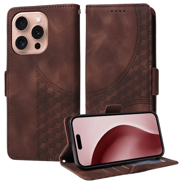 Embossed Rhombus Starry Leather Phone Case, For iPhone SE 2024, For iPhone 16 Pro Max, For iPhone 16 Pro, For iPhone 16 Plus