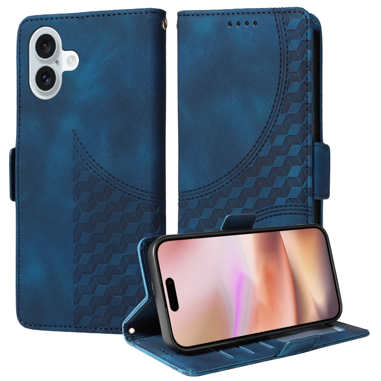 Embossed Rhombus Starry Leather Phone Case, For iPhone 16, For iPhone 15 Pro Max, For iPhone 15 Pro, For iPhone 15 Plus