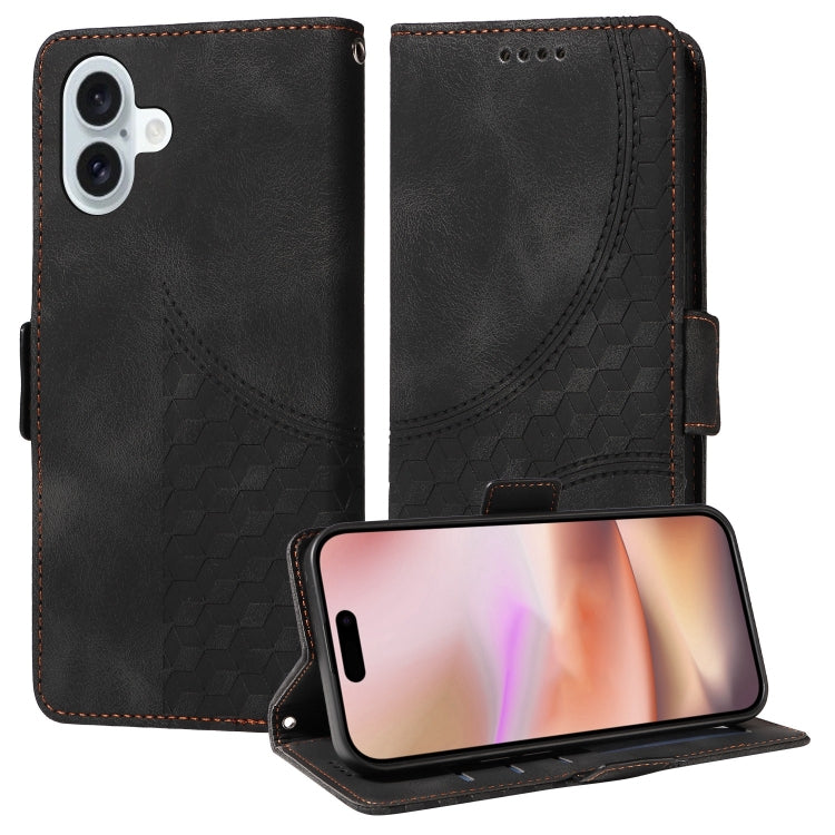 Embossed Rhombus Starry Leather Phone Case, For iPhone 16, For iPhone 15 Pro Max, For iPhone 15 Pro, For iPhone 15 Plus