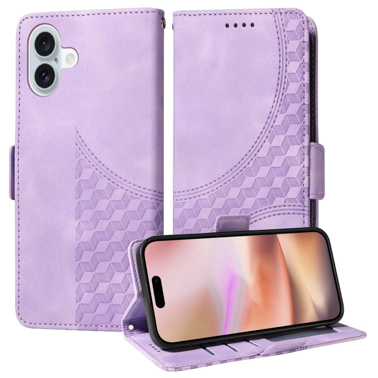 Embossed Rhombus Starry Leather Phone Case, For iPhone 16, For iPhone 15 Pro Max, For iPhone 15 Pro, For iPhone 15 Plus