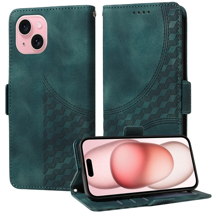 Embossed Rhombus Starry Leather Phone Case, For iPhone 16, For iPhone 15 Pro Max, For iPhone 15 Pro, For iPhone 15 Plus