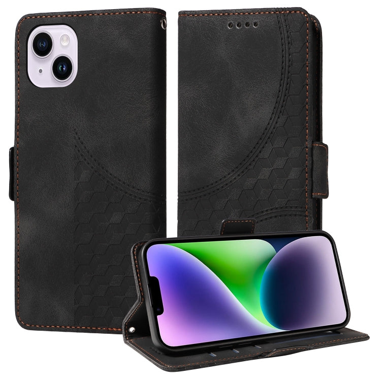 Embossed Rhombus Starry Leather Phone Case, For iPhone 15, For iPhone 14 Plus, For iPhone 14, For iPhone 14 Pro