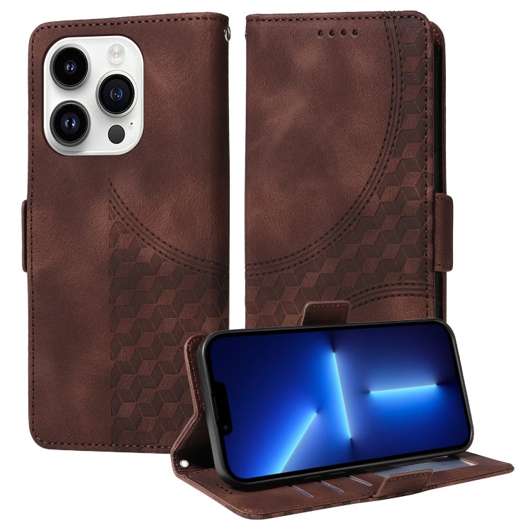 Embossed Rhombus Starry Leather Phone Case, For iPhone 14 Pro Max, For iPhone 13 Pro Max, For iPhone 13 Pro, For iPhone 13