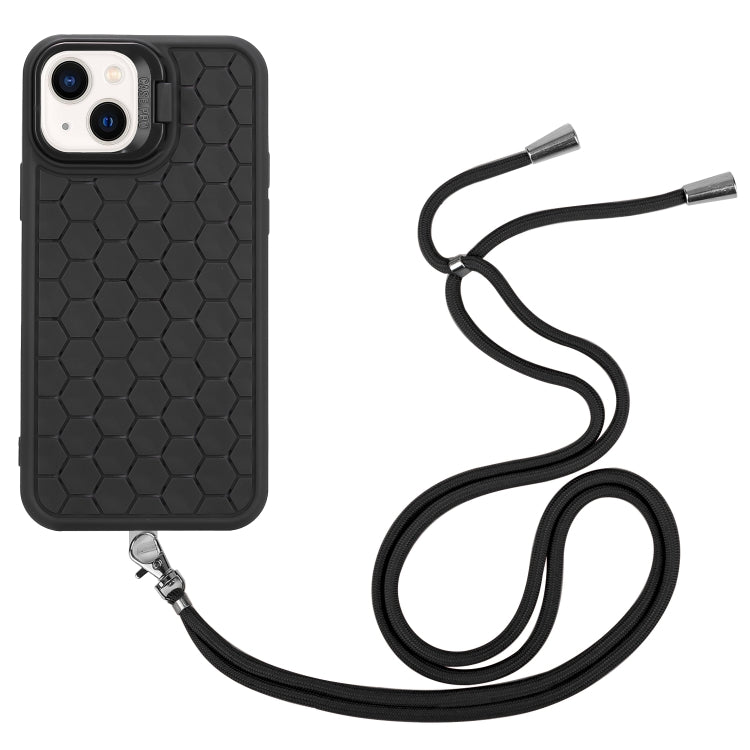 Honeycomb Radiating Lens Holder Magsafe Phone Case with Lanyard, For iPhone 14 Plus, For iPhone 14, For iPhone 14 Pro, For iPhone 14 Pro Max