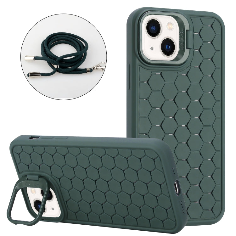 Honeycomb Radiating Lens Holder Magsafe Phone Case with Lanyard, For iPhone 14 Plus, For iPhone 14, For iPhone 14 Pro, For iPhone 14 Pro Max