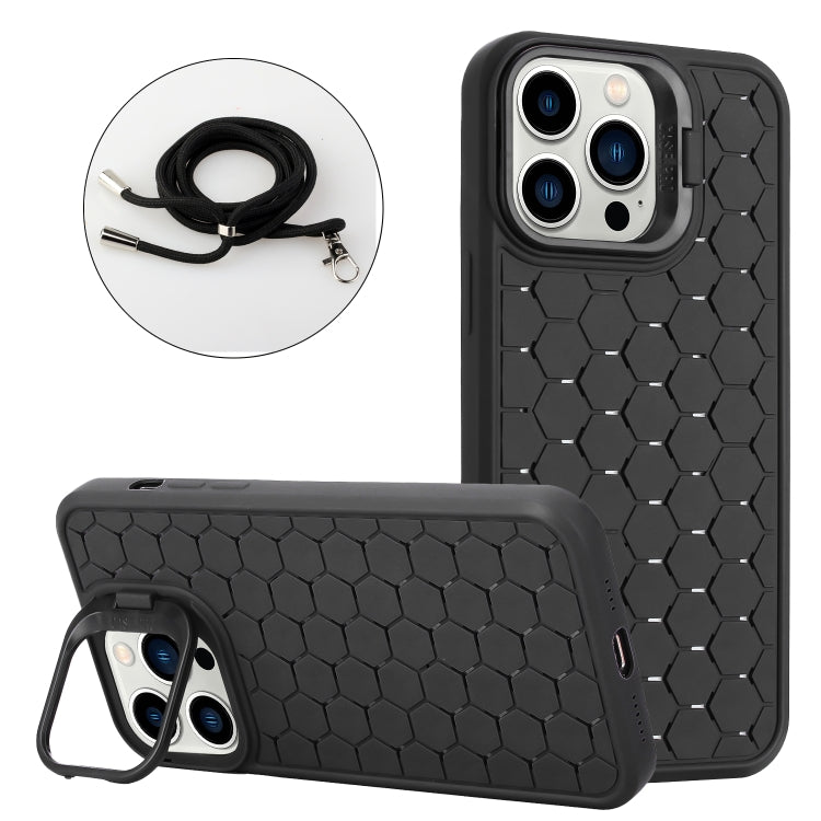 Honeycomb Radiating Lens Holder Magsafe Phone Case with Lanyard, For iPhone 12 Pro Max, For iPhone 12 Pro, For iPhone 11 Pro Max, For iPhone 11