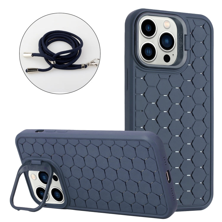 Honeycomb Radiating Lens Holder Magsafe Phone Case with Lanyard, For iPhone 12 Pro Max, For iPhone 12 Pro, For iPhone 11 Pro Max, For iPhone 11