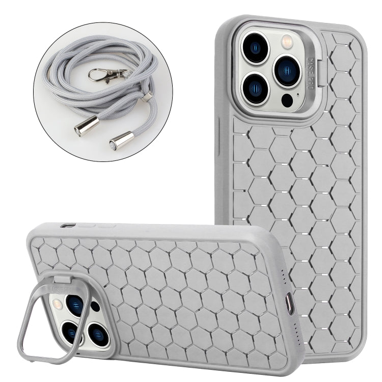 Honeycomb Radiating Lens Holder Magsafe Phone Case with Lanyard, For iPhone 12 Pro Max, For iPhone 12 Pro, For iPhone 11 Pro Max, For iPhone 11