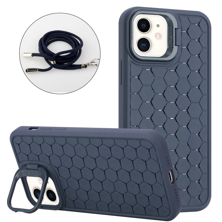 Honeycomb Radiating Lens Holder Magsafe Phone Case with Lanyard, For iPhone 12 Pro Max, For iPhone 12 Pro, For iPhone 11 Pro Max, For iPhone 11