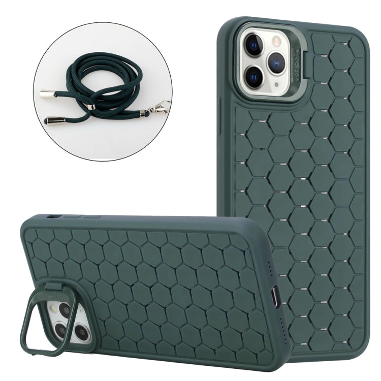 Honeycomb Radiating Lens Holder Magsafe Phone Case with Lanyard, For iPhone 16 Pro Max, For iPhone 16 Pro, For iPhone 16 Plus, For iPhone 16