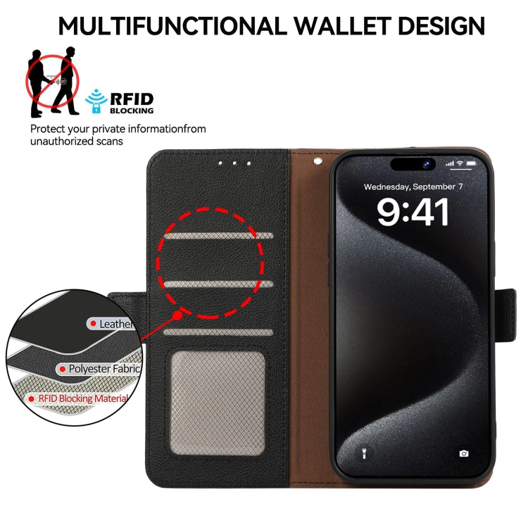 ABEEL Side-Magnetic Litchi Pattern Leather RFID Phone Case
