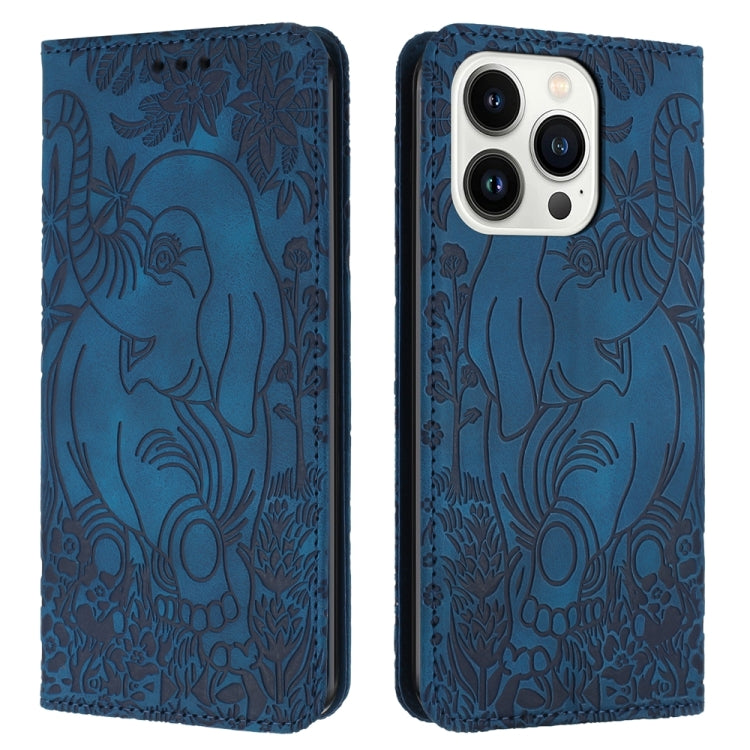 Retro Elephant Embossed Leather Phone Case, For iPhone 15 Plus, For iPhone 15, For iPhone 14 Plus, For iPhone 14, For iPhone 14 Pro, For iPhone 14 Pro Max