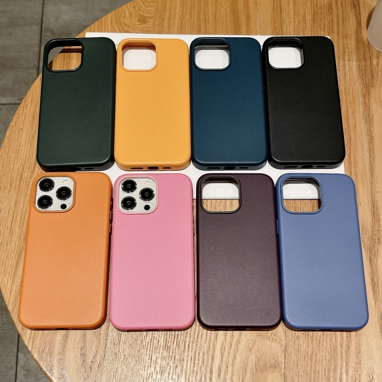 Pure Color Leather Magsafe Magnetic Phone Case, For iPhone 15 Plus, For iPhone 15, For iPhone 14 Plus