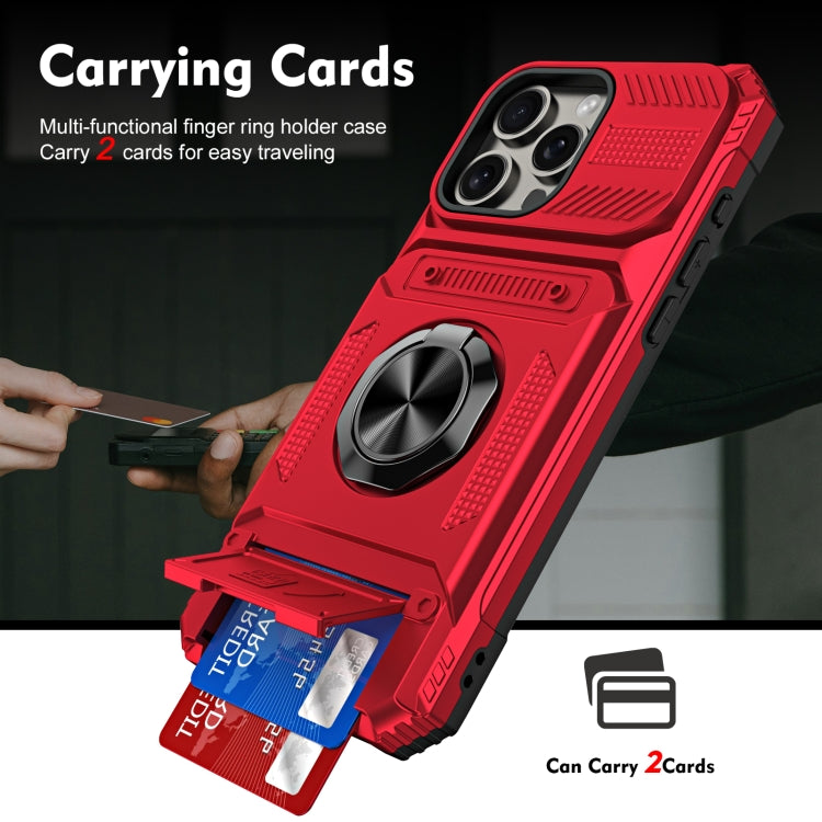 TPU+PC Shockproof Card Phone Case with Metal Ring Holder, For iPhone 15 Pro Max, For iPhone 15 Pro, For iPhone 15, For iPhone 14 Pro