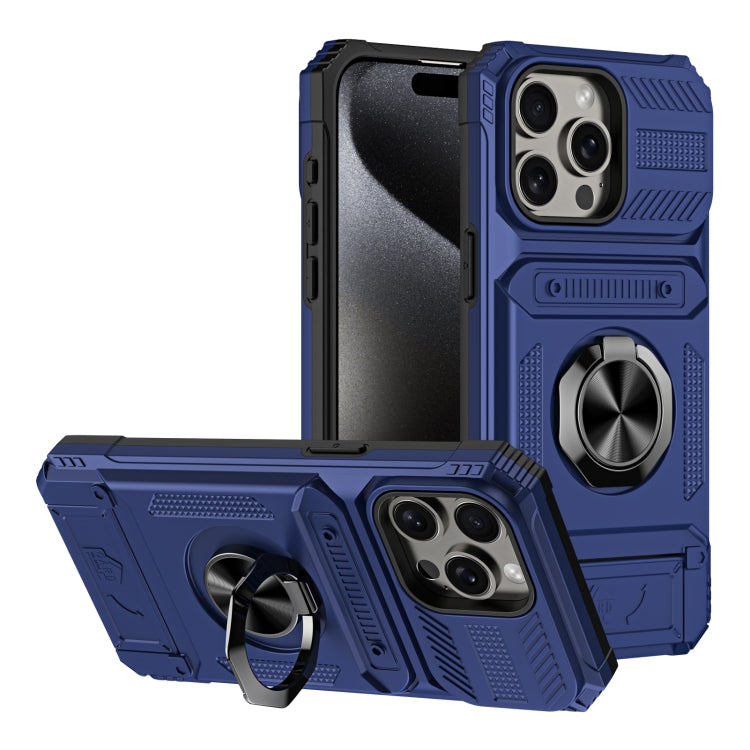 TPU+PC Shockproof Card Phone Case with Metal Ring Holder, For iPhone 15 Pro Max, For iPhone 15 Pro, For iPhone 15, For iPhone 14 Pro