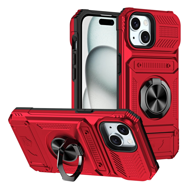 TPU+PC Shockproof Card Phone Case with Metal Ring Holder, For iPhone 15 Pro Max, For iPhone 15 Pro, For iPhone 15, For iPhone 14 Pro