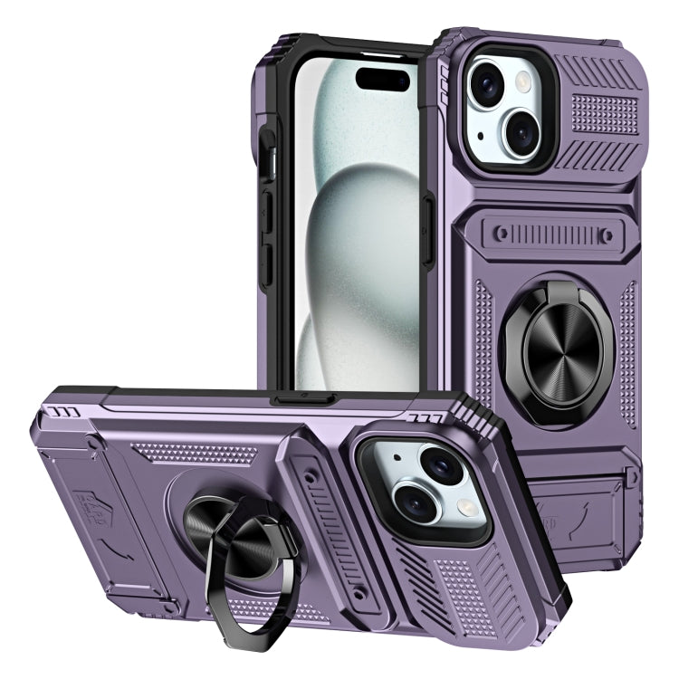 TPU+PC Shockproof Card Phone Case with Metal Ring Holder, For iPhone 15 Pro Max, For iPhone 15 Pro, For iPhone 15, For iPhone 14 Pro