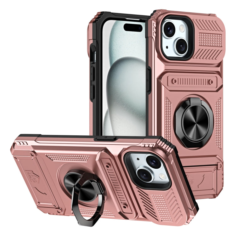 TPU+PC Shockproof Card Phone Case with Metal Ring Holder, For iPhone 15 Pro Max, For iPhone 15 Pro, For iPhone 15, For iPhone 14 Pro