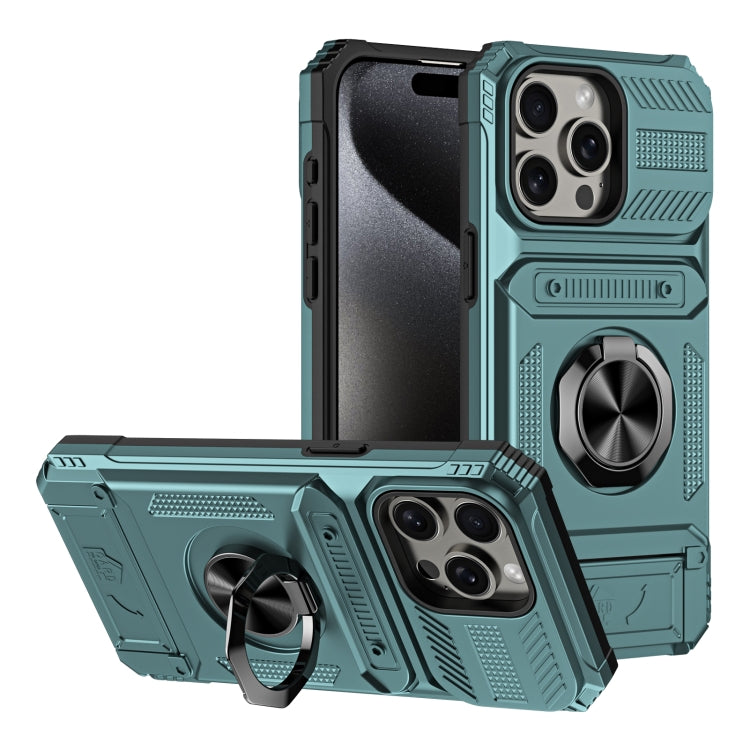 TPU+PC Shockproof Card Phone Case with Metal Ring Holder, For iPhone 15 Pro Max, For iPhone 15 Pro, For iPhone 15, For iPhone 14 Pro