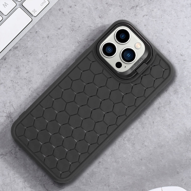 Honeycomb Radiating Holder TPU Phone Case with Lanyard, For iPhone 15 Pro Max, For iPhone 15 Pro, For iPhone 15 Plus, For iPhone 15
