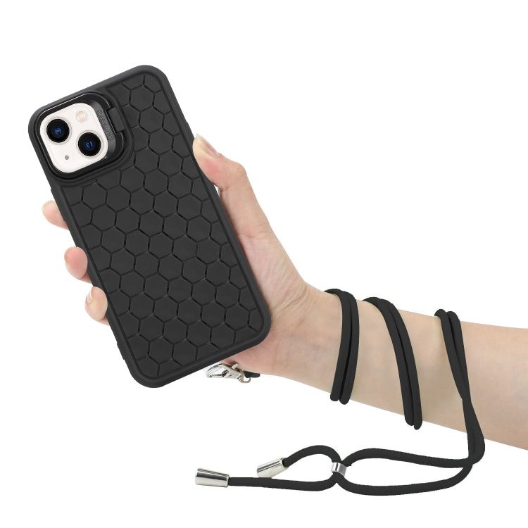 Honeycomb Radiating Holder TPU Phone Case with Lanyard, For iPhone 14 Plus, For iPhone 14, For iPhone 14 Pro, For iPhone 14 Pro Max