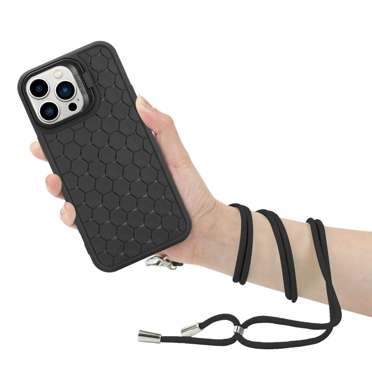Honeycomb Radiating Holder TPU Phone Case with Lanyard, For iPhone 13 Pro Max, For iPhone 13 Pro, For iPhone 13, For iPhone 12