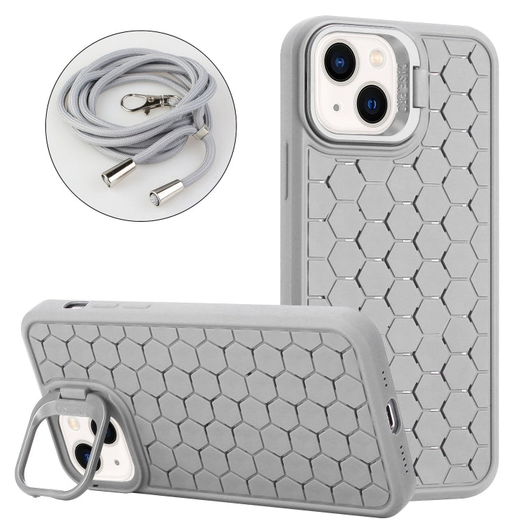 Honeycomb Radiating Holder TPU Phone Case with Lanyard, For iPhone 13 Pro Max, For iPhone 13 Pro, For iPhone 13, For iPhone 12